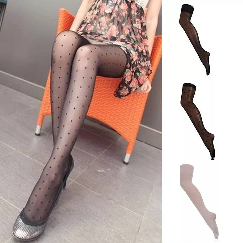 Women's Sexy Lace Dots Printed Pantyhose Tights Stockings Ladies Elastic  Socks