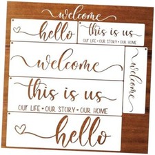 6 Pieces Welcome Hello Stencils for Painting on Wood, Family Doormat Welcome-1