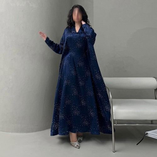 Dubai Women Evening Long Dress Abaya Kaftan Muslim Robe Elegant Party Gown Arab - Picture 3 of 27