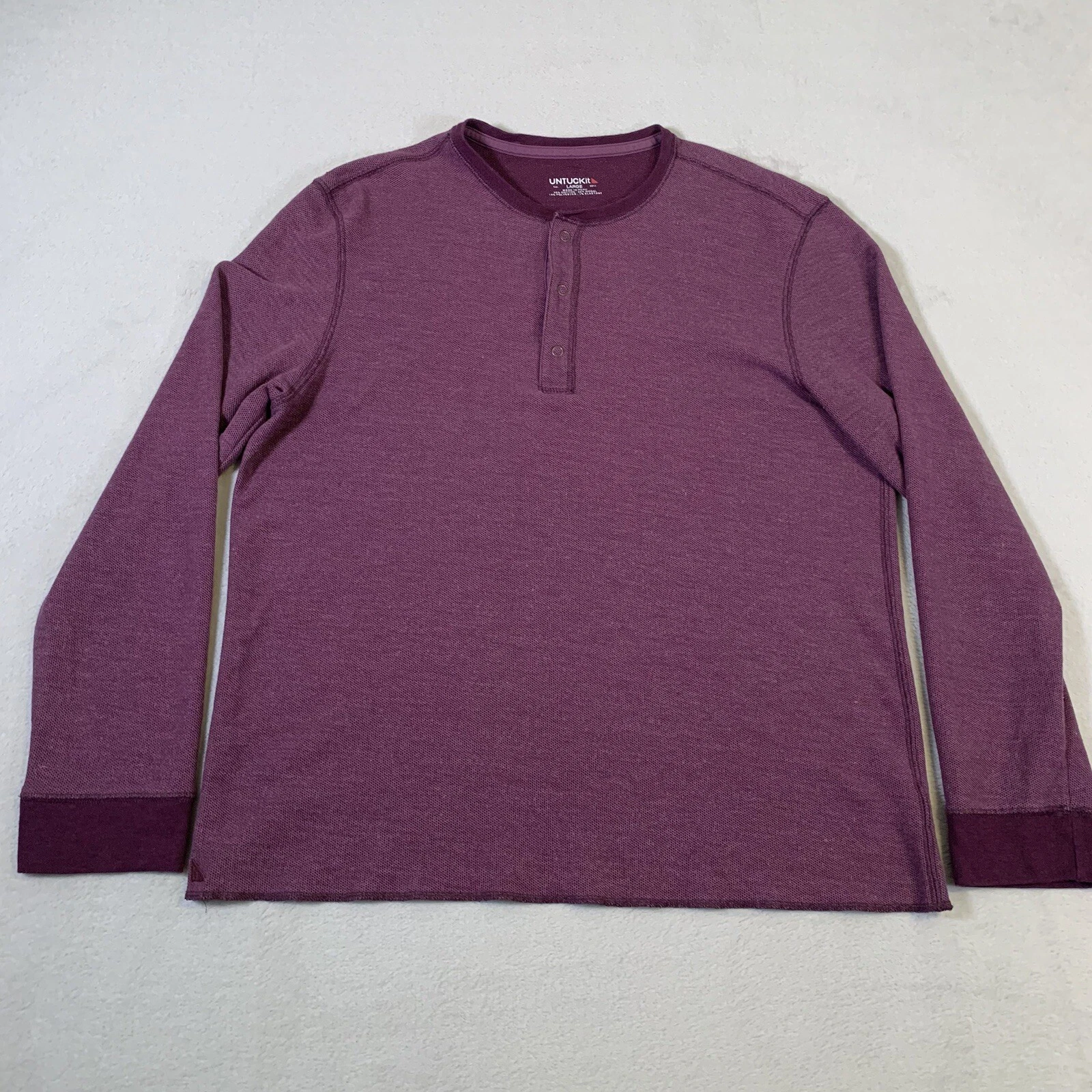 UNTUCKit Shirt Adult Large Red Henley Thermal Long Sleeve Casual Outdoor Mens