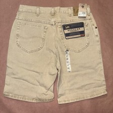 Vintage 1990  s Lee Regular Jean Shorts, Khaki Deadstock NWT, Size 34