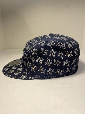 Vintage New York NY Fitted Hat Baseball Cap Sz 7 Blue NY Checkered