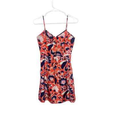 j crew factory orange dress J.Crew Factory Bright Yellow Orange Women Embroidered Tiered Midi Sundress  AO052