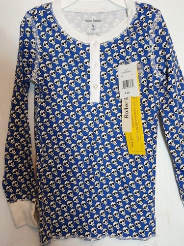 Roller Rabbit Unisex Doodle Skull Print Pajama Set Sleepwear Blue, Size 4 years - Picture 6 of 6