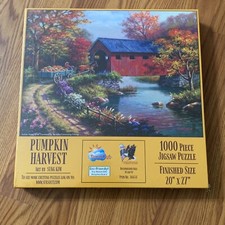 SUNSOUT JIGSAW PUZZLE PUMPKIN HARVEST 1000 PCS FACTORY SEALED FALL LEAVES Barn