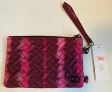New w/ tags LUG Peekaboo RFID Pouch Wristlet Purse Shibori Wine (pink/maroon)