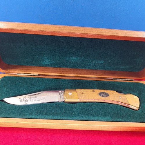 Schrade+ U.S.A LB5 LTD Maple Burlwood Hdls. Quail Unlimited NIB L@@K!!!! - Picture 3 of 7