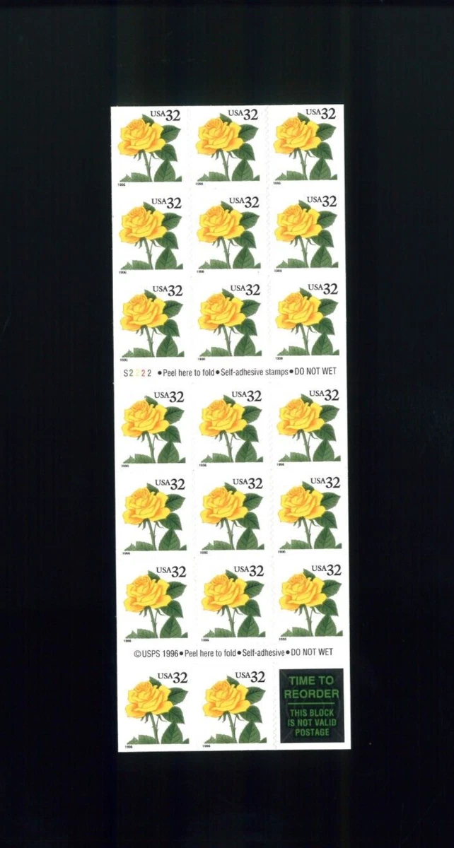ぽんページ United States 32¢ Yellow Rose Postage Stamp #3049 Booklet Pane | eBay