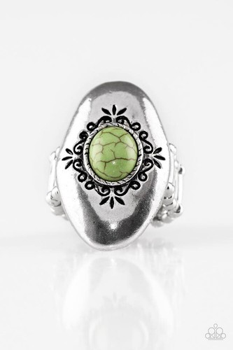 Stone Gardens Green Rings Paparazzi New - Picture 2 of 2