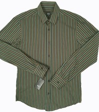 NEW 145 Boss by Hugo Boss Black Label Shirt Dark Green Stripe Slim Fit