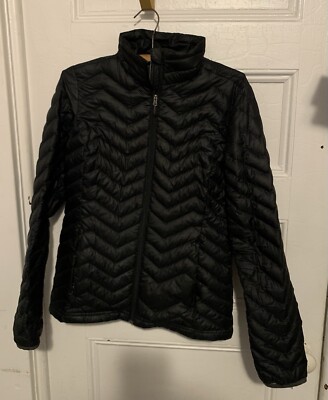 Puffer Jacket Women s SZ Sm Eastern Mountain Sport Black Full Zip Mock Neck Down