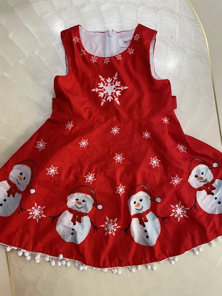 Vestido Niña Hombre Nieve Capa Roja Año Navidad Talla 4 Usado Foto 2 de 4
