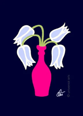 JACQUELINE DITT - Tulips Indigo Mini ACEO ltd.Druck Grafik Miniatur ger.sign. - Bild 1 von 3