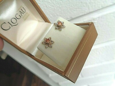 Clogau Gold Daffodil Ohrringe Walisisch 9ct Gold Und Box Hm 2000er Durchstochen