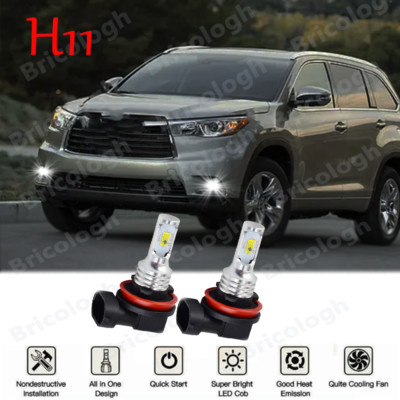 For Toyota Highlander 2014-2019 - 2x H11 LED Fog Driving Light Bulbs 6000K White