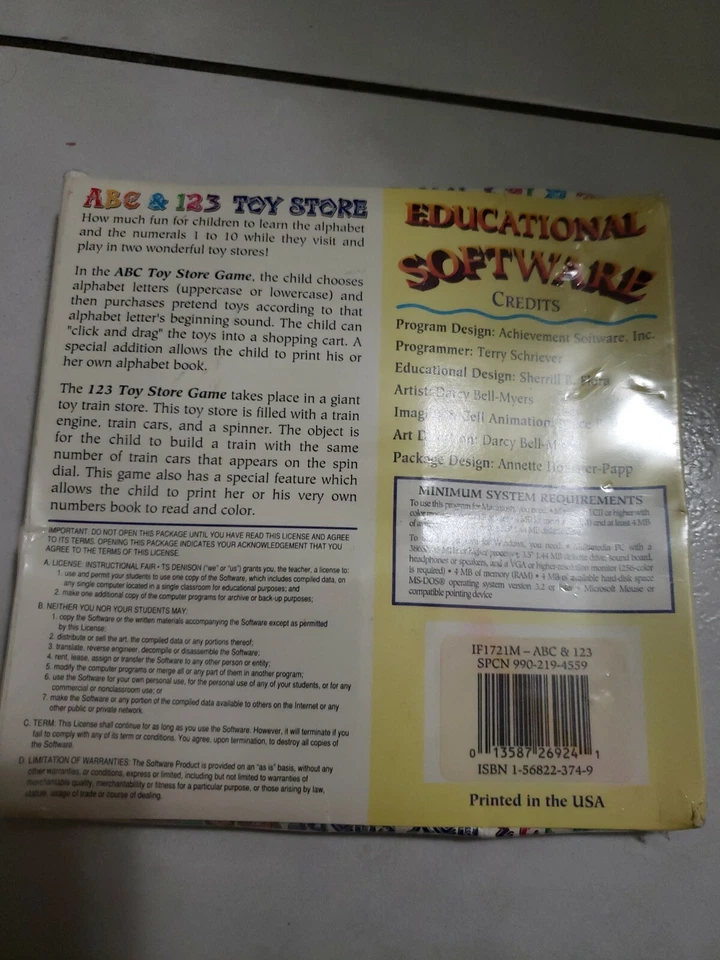 ABCs & 123 Toy Store PC MAC/Windows Numbers and Alphabet Kids Game NEW SEALED - Image 3 of 4