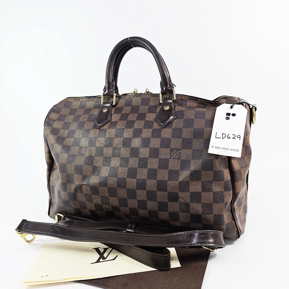Auth Louis Vuitton Speedy Bandouliere 35 Damier Ebene N41182 No
