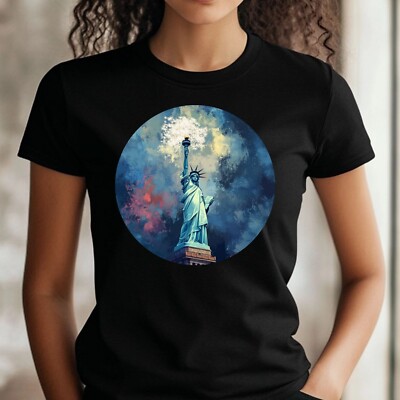 Frauen T-Shirt Freiheitsstatue mit Löwenzahn Motiv Baumwolle Größe S bis 3XL