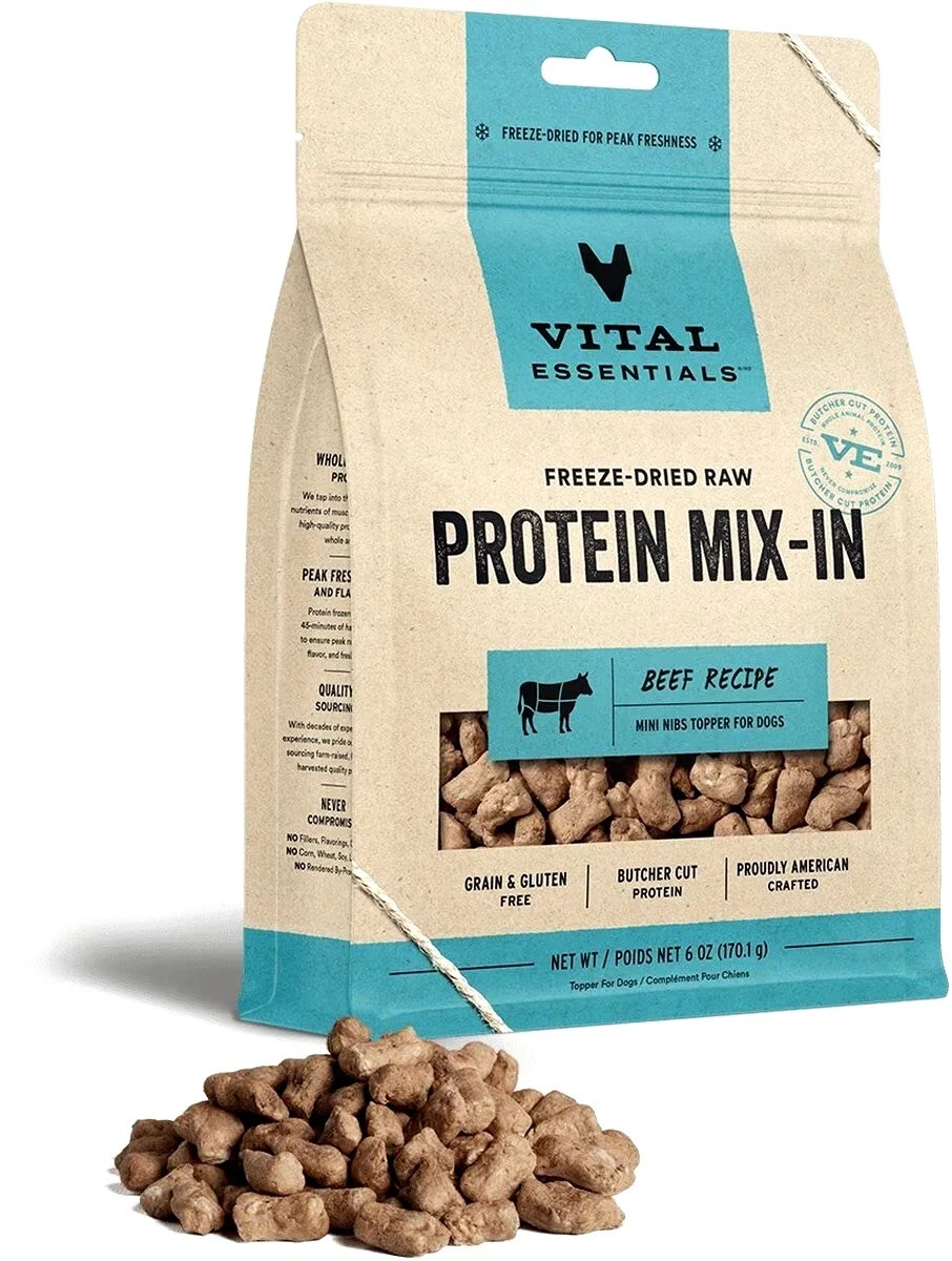 18oz Vital Essentials Protien Mix In Beef Freeze Dried Raw Topper For Dogs