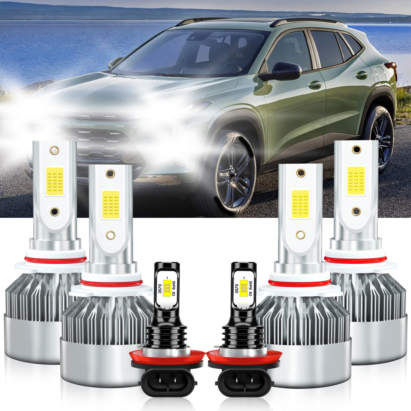 For Chevrolet Trax 2017-2018 6x LED Headlight Hi Low Beam Fog Light Bulbs 6000K
