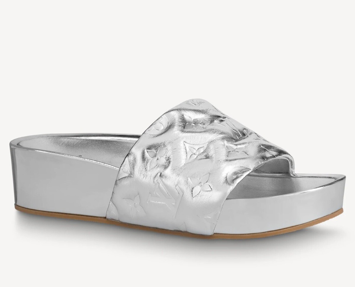 Louis Vuitton ☆ ミュール Louis Vuitton By the Pool Jumbo Flatform Mule Shoe Silver