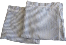 2 Laura Ashley Euro Pillow Shams Blue White Ticking Stripe Country French Cotton