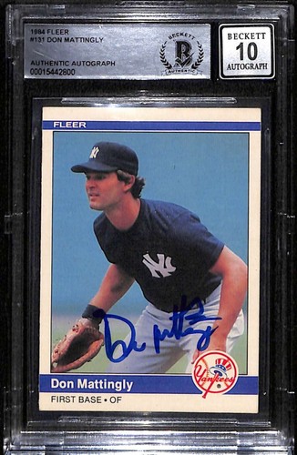 1984 Fleer 131 Don Mattingly RC BGS AUTO 10 Autographed BAS Authentic C82791