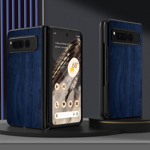 For Google Pixel Fold, Luxury Business Retro Leather Wooden Pattern Case Cover - Picture 4 of 9