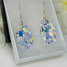 925 Sterling Silver Earrings Pear Jewellery AB Made With Austrian Crystals