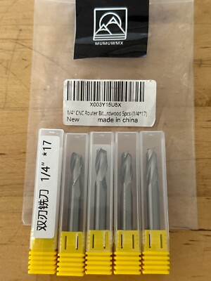5Pcs 1/4'' *32 Shank Down Cut Spiral CNC Router Bits End Mill Double Edge 2.5''L
