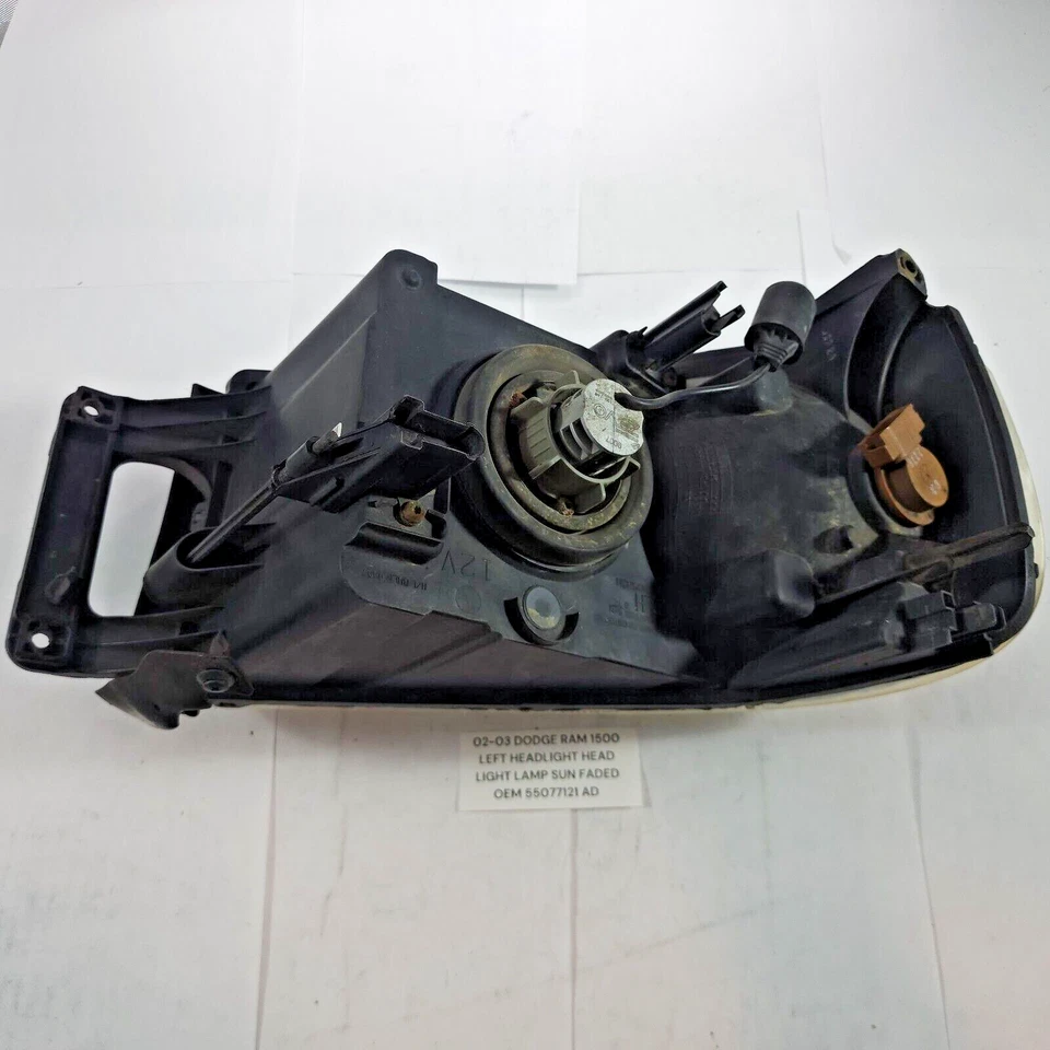 02-03 DODGE RAM 1500 LEFT HEADLIGHT HEAD LIGHT LAMP SUN FADED 55077121 AD OEM - Image 3 of 4