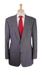 Brooks Brothers Gray Blue Glen Plaid 2-Btn Wool Stretch Suit 41R 42R