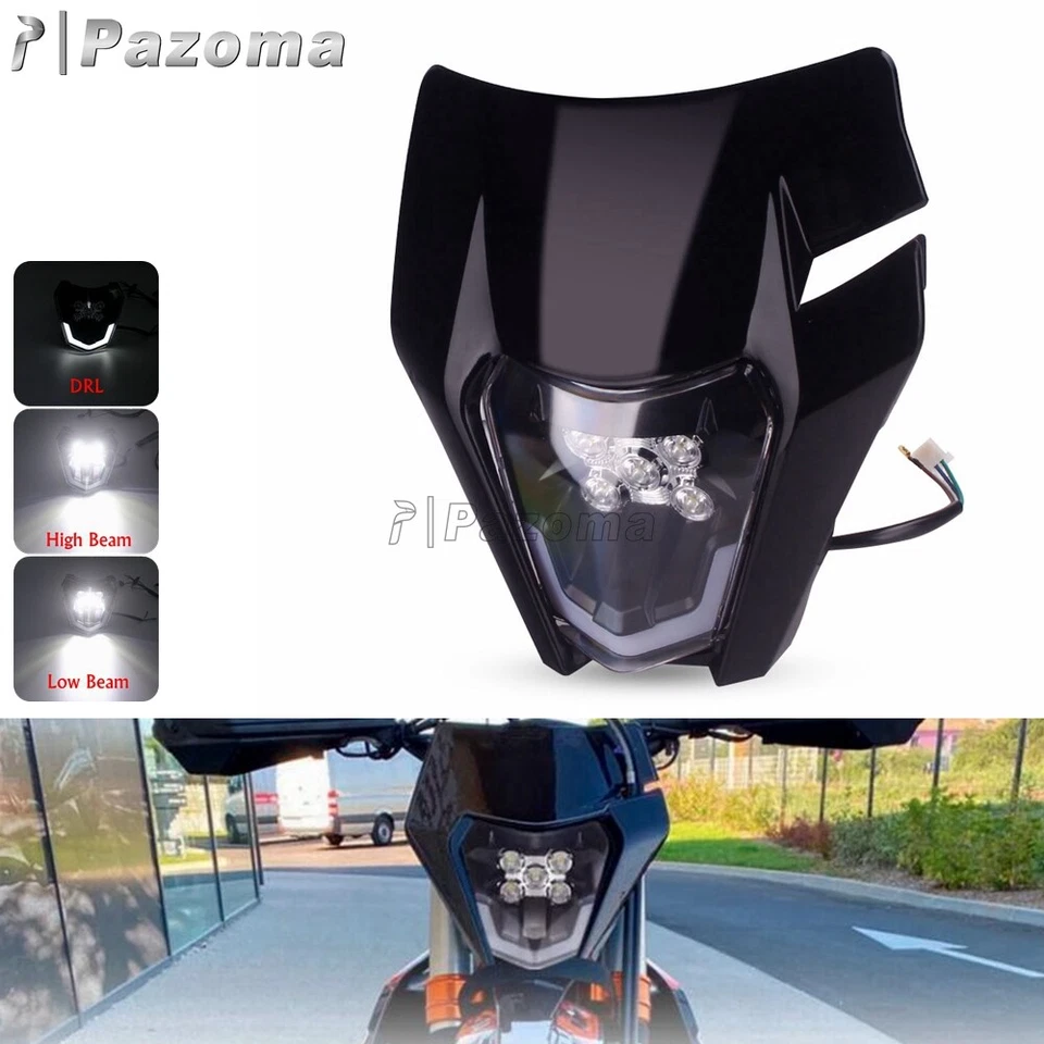 Faro LED Supermoto para EXC EXC-F XCW 250 300 350 450 500 690 Yamaha WR YZ Foto 3 de 4