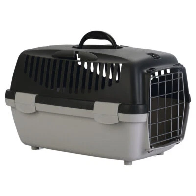 Stefanplast Transportbox Gulliver dunkelgrau/grau für Hunde mit Metalltür
