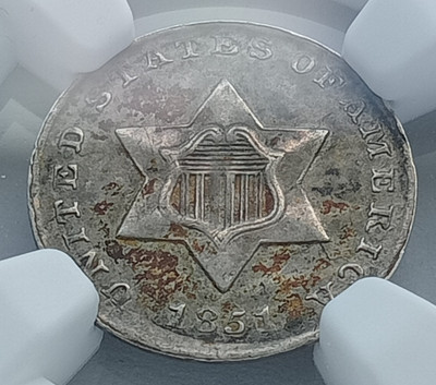 1851 USA 3CS Three Cent Silbermünze - NGC AU Det