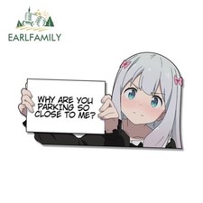Earlfamily 5.1 Parking Warning Anime Girl Car Decals Trunk Vinyl Stickers