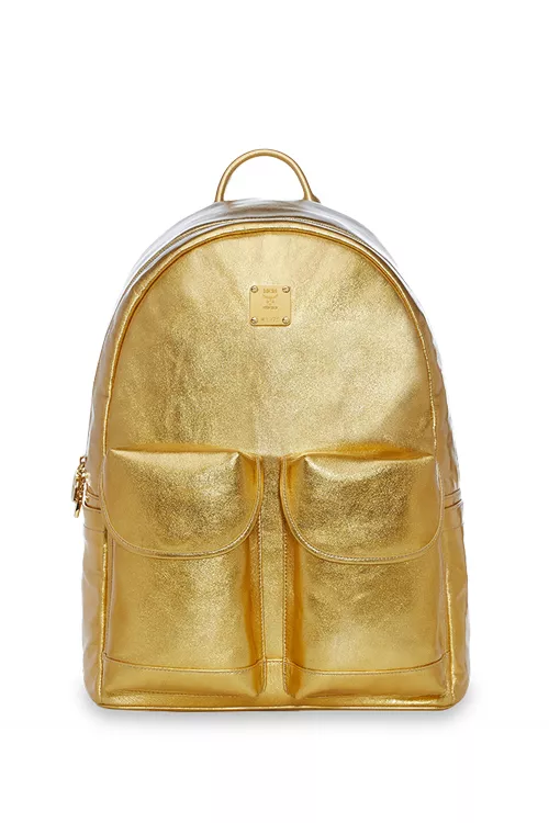 MCM Authentic Gold Pegasus Phenomenon stylish trendy modern Backpack Rucksack