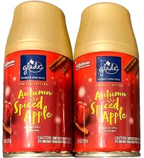 2 Pack Glade Automatic Spray Refill Air Freshener Autumn Spiced Apple 6.2 OZ Ea