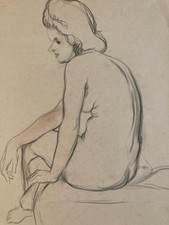 Schöne Zeichnung Antik Atelier 1945 Bleistift Nackte Frau Art Akt Erotik A Aus