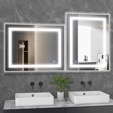 LED Lighted Bathroom Mirror, Anti-Fog,Dimmable,Wall Mounted Rectangle Mirror