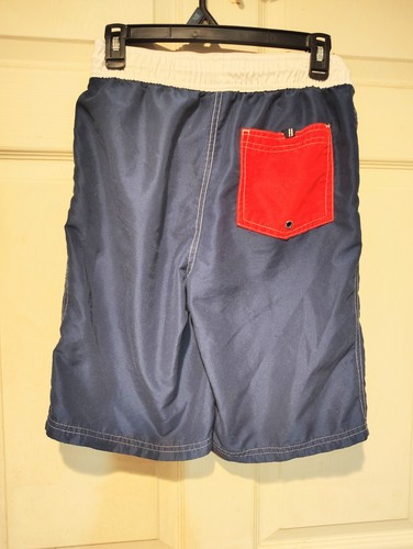 Nautica Boy's Size L White/Red/Blue Swim Trunks Shorts with Drawstring Waist - Picture 2 of 6