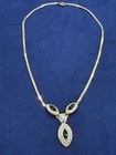 Costume Blue Sapphire and Rhinestone Gold Tone Necklace with Matching Earrings — photo 4