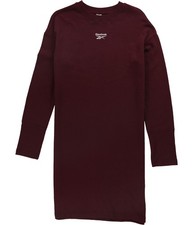 Reebok Womens Sweatshirt Shift Dress, Red, Small