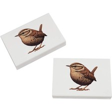 2 Radiergummis / Gummis "Ruhender Zaunkönig Vogel" 45 mm (ER00046913)