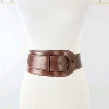 Banana Republic Womens Belt Med Brown Made in Italy Full Grain Leather VTG-Read