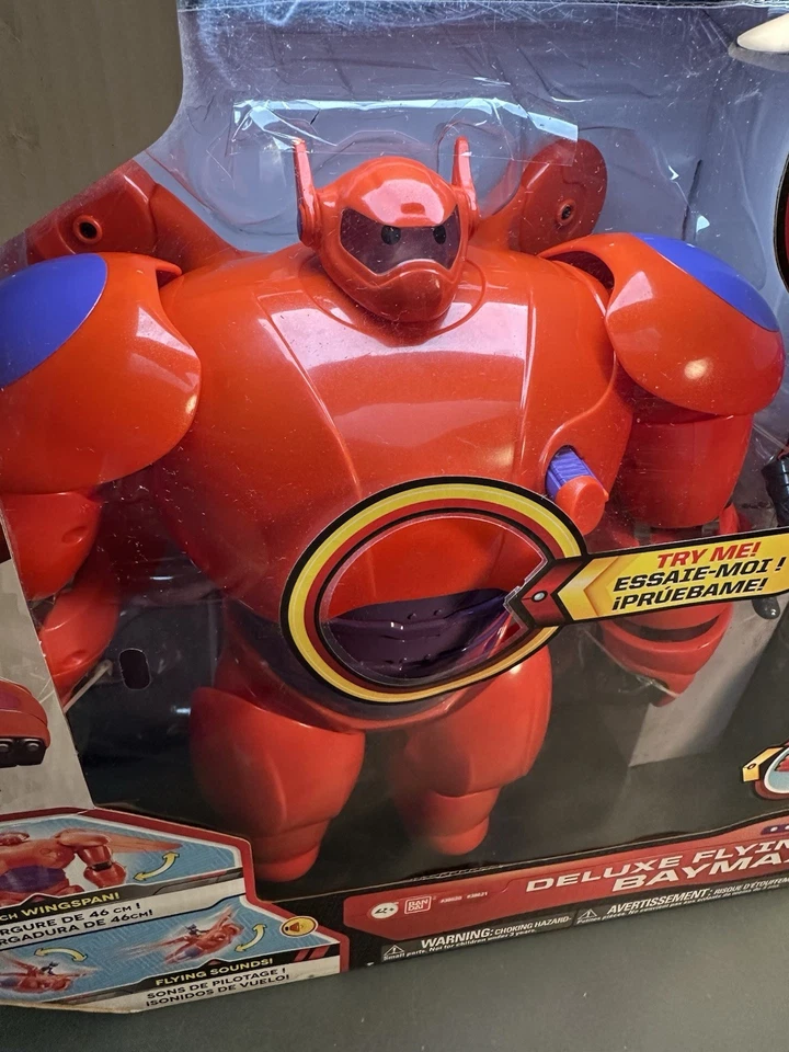 Big Hero 6 豪华飞行 Baymax 公仔 带 Hiro 万代 2015 18 英寸 Wingspan VHTF — 第 3/4 张图片
