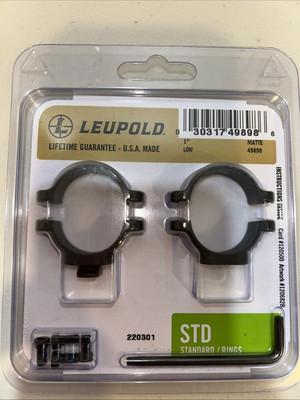 LEUPOLD 49898 Standard Scope Rings - 1 inch Diameter Low - Black Matte
