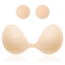 MITALOO 2025 Adhesive Bra Upgraded Silicone Push Up Invisible Sticky D, Nude