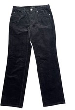 Eileen Fisher Organic Cotton Stretch Corduroy Straight Ankle Pant Black New Sz S