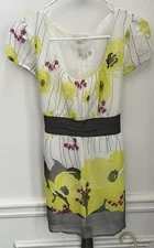 Twenty One Brand Sheer Lined Empire Elastic Waist Floral Top w/Tie Back Size L
